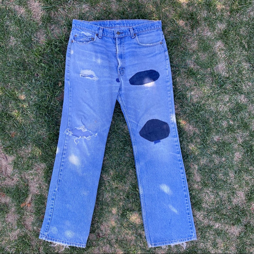 Vintage 80s Red Tab Levi’s Perfectly distressed and Repaired MADE IN USA